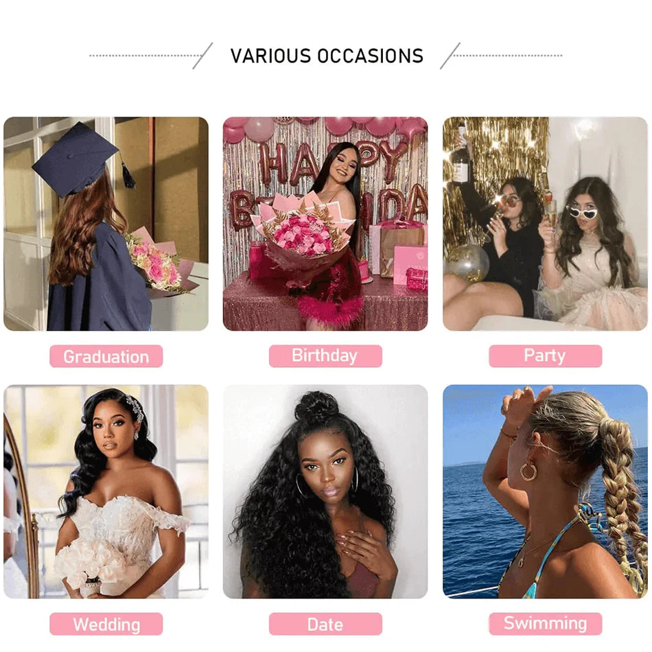 Water Wave Human Hair Bundles With Lace Closure for Women