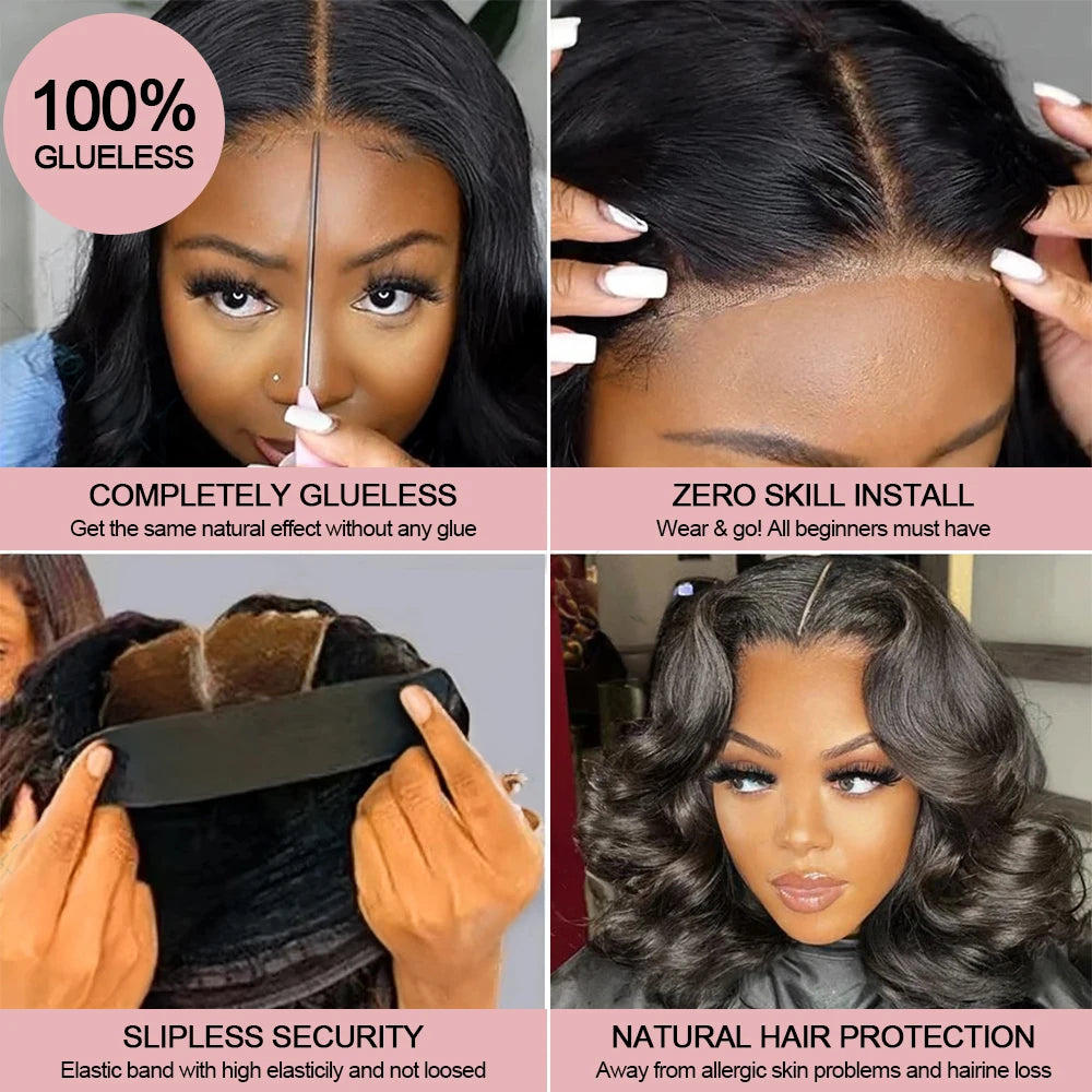 Glueless Short Body Wave Bob Lace Front Wig for Women