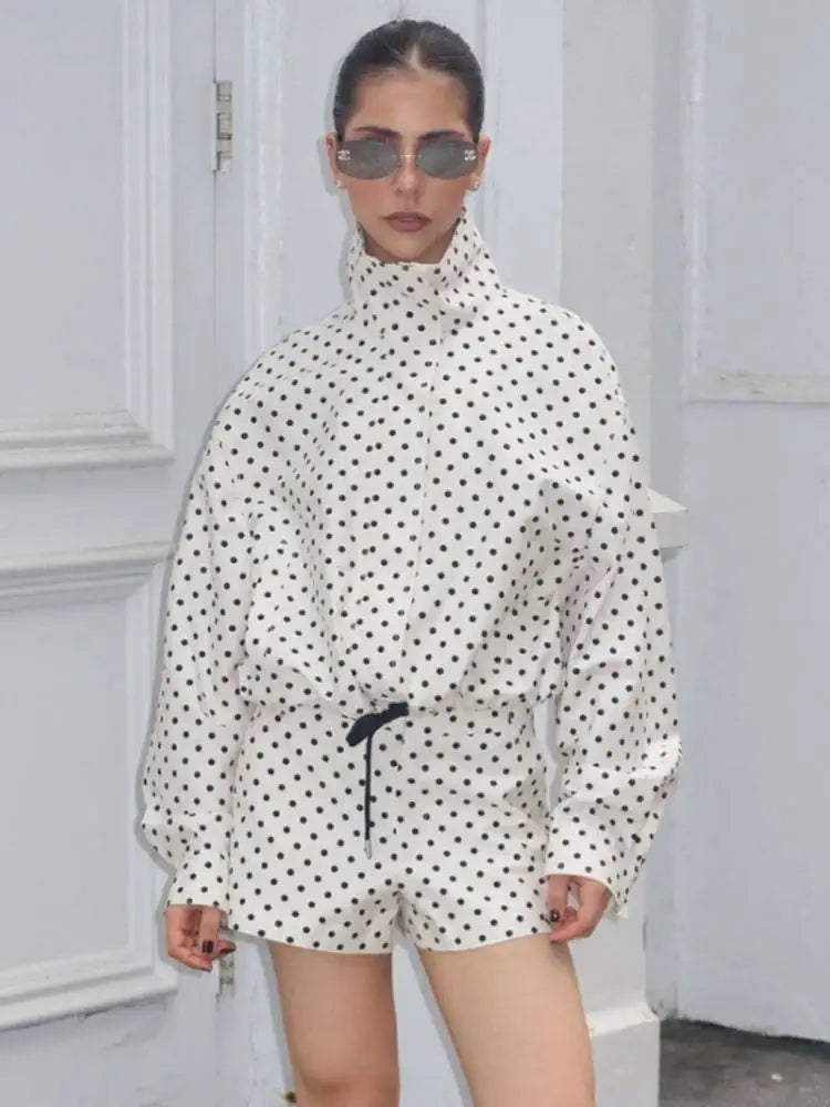 Autumn Retro Polka Dot Long Sleeve Jacket for Women