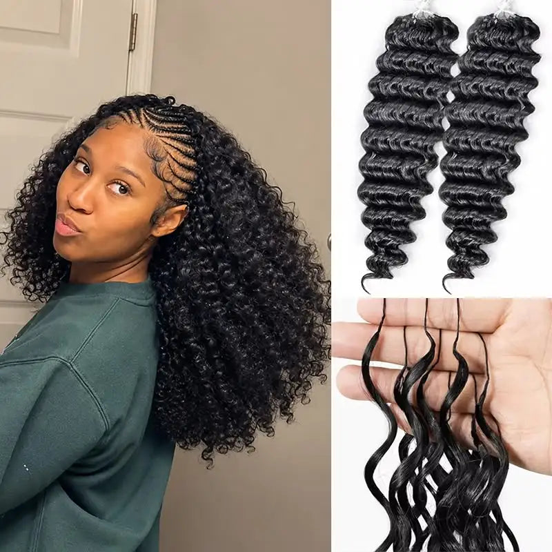 Boho Deep Wave Human Hair Crochet Braids