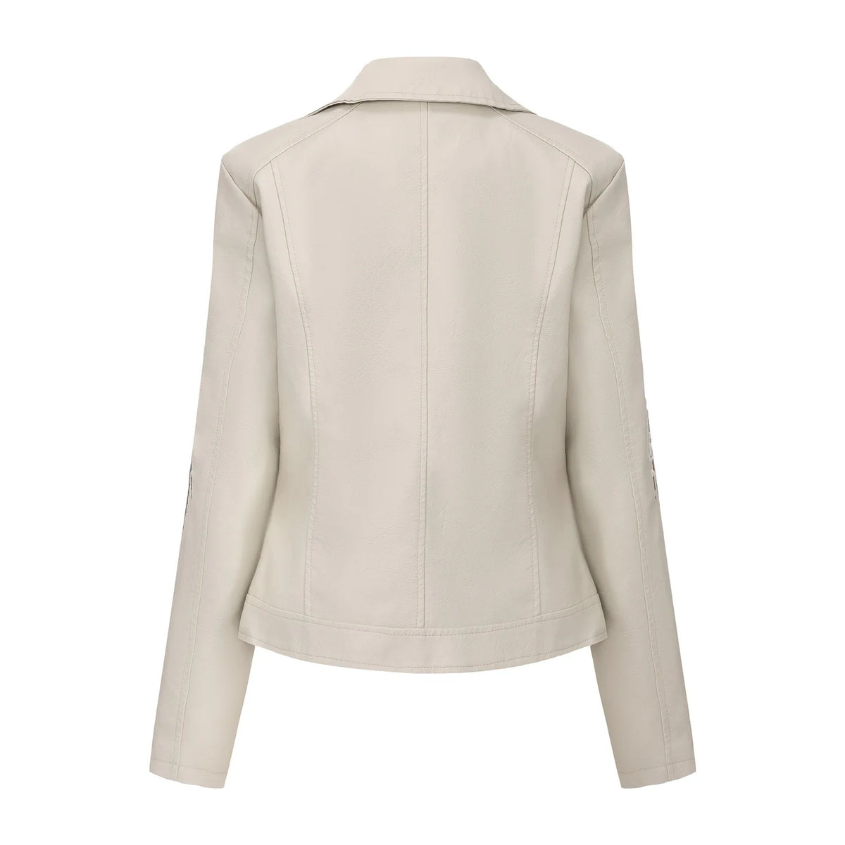 Embroidered Faux Leather Motorcycle Jacket for Women