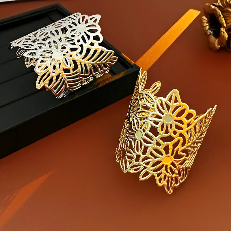 Layered Geometric Metal Cuff Bracelet