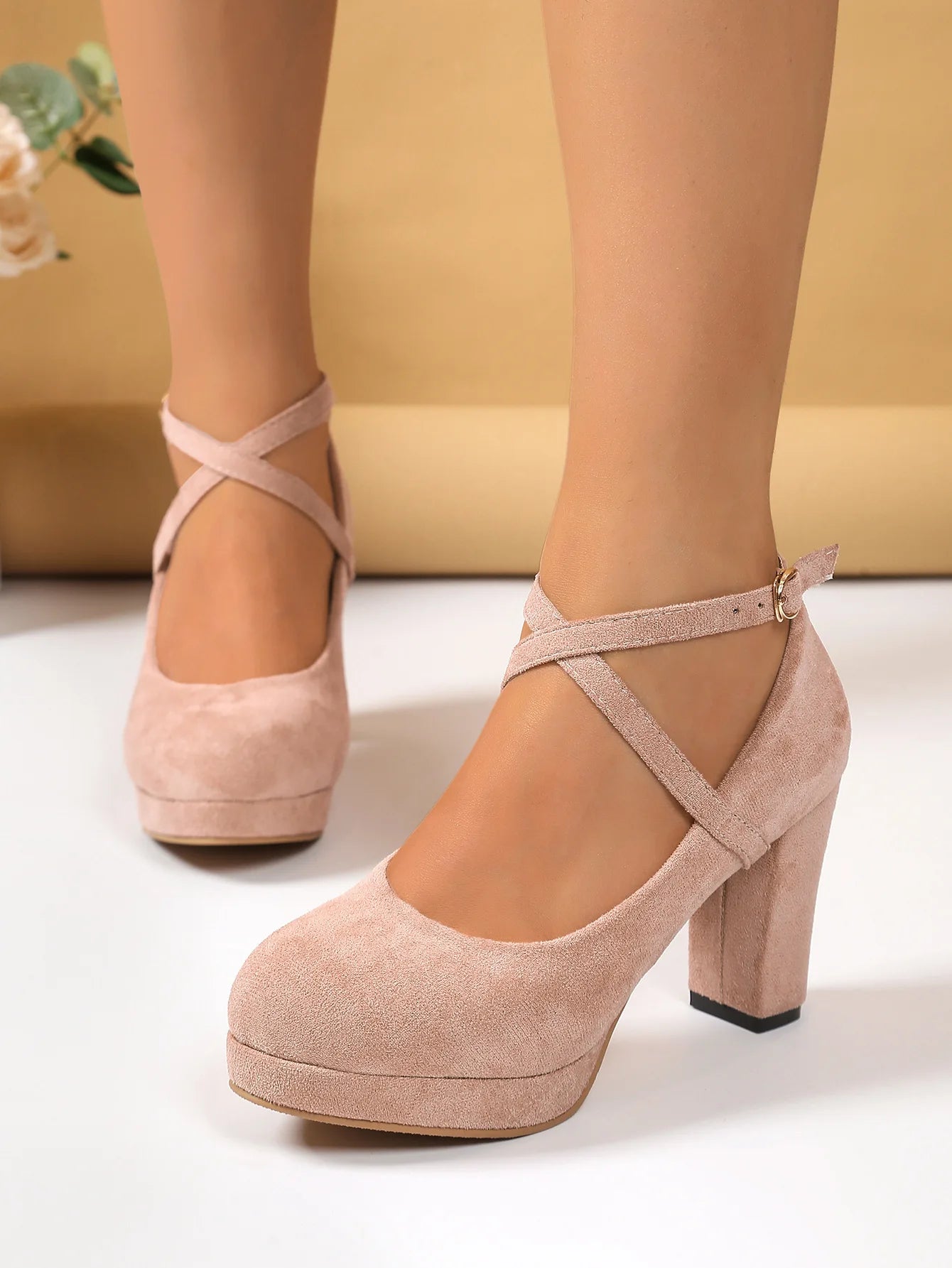 Square Heel Mary Jane Pump With Buckle