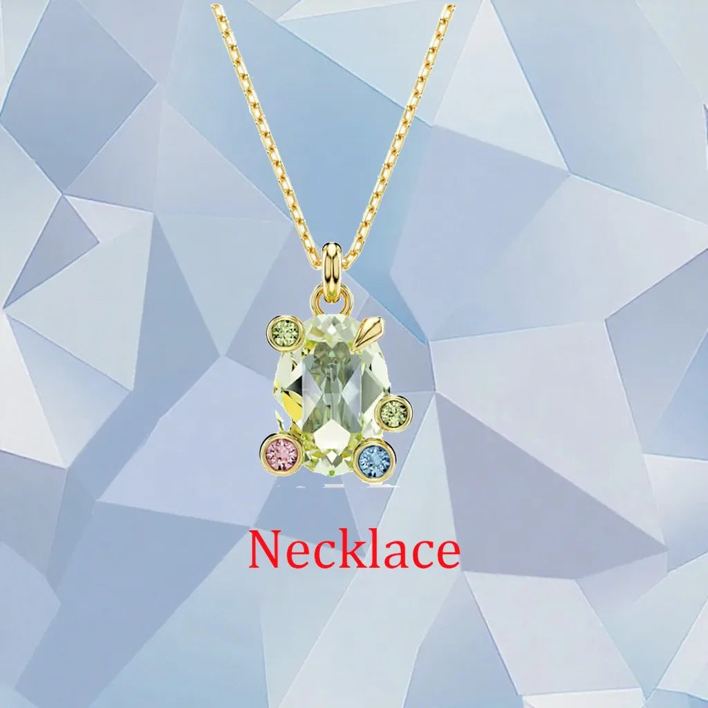 Gold Plated Zirconia Crystal Pendant Set for Women