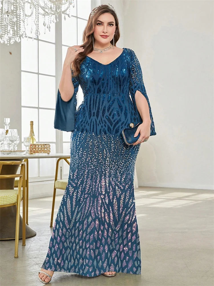 Plus Size Sequin Evening Dress