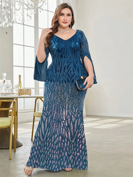 Plus Size Sequin Evening Dress