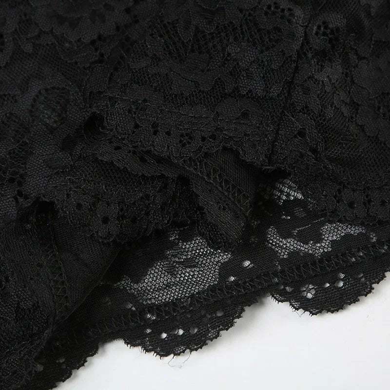 Patchwork Lace Y2K Party Dress Sleeveless Low Neck Mini for Women