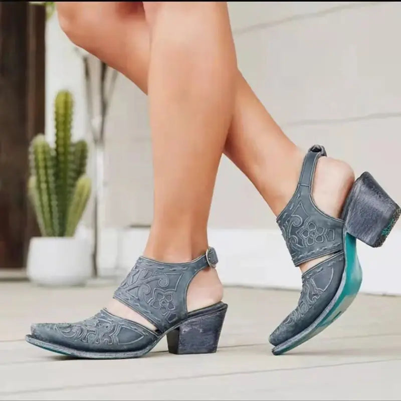 Floral Embellished Square Toe Back Strap Plus Size Sandals for Women