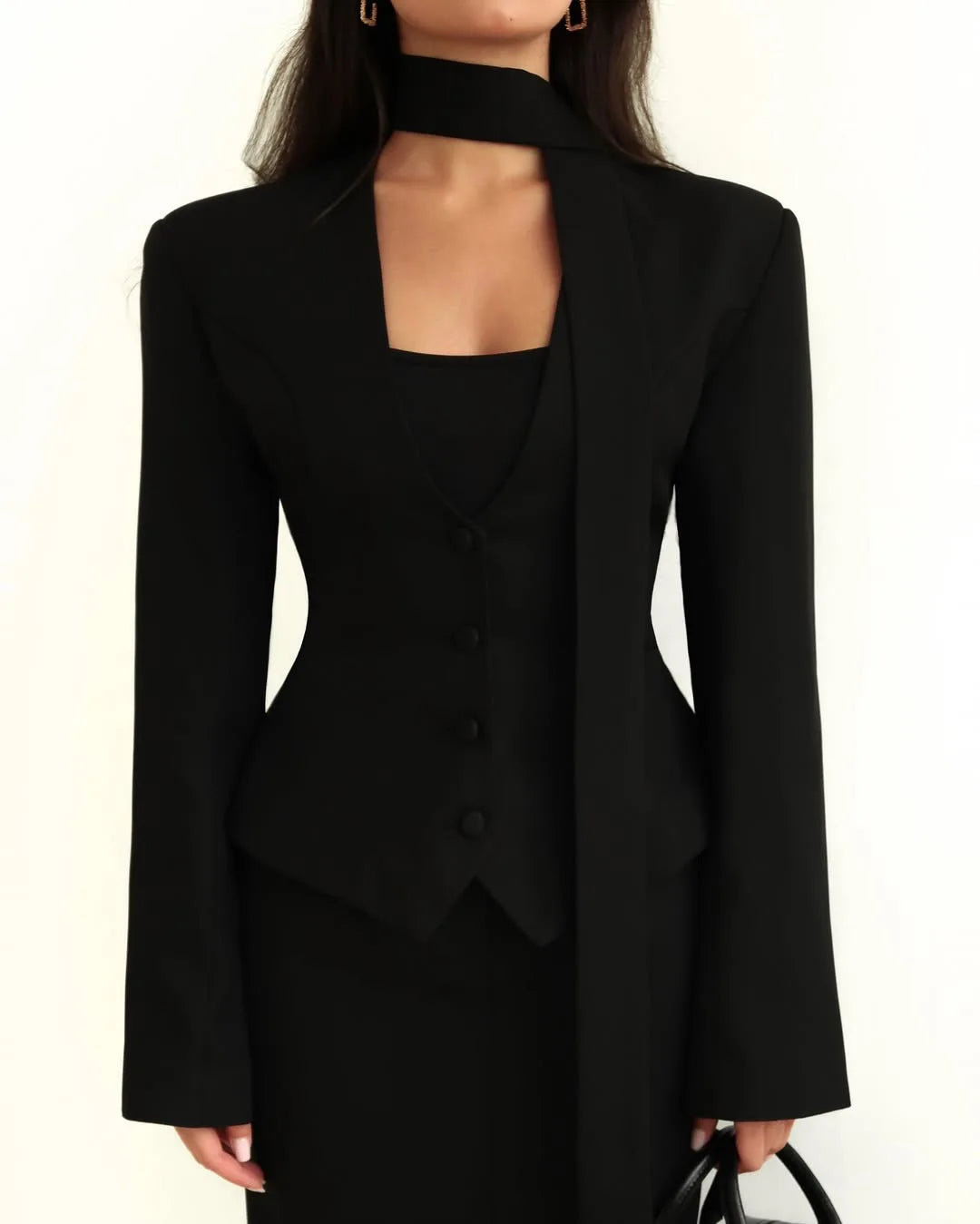 Elegant V Neck Long Sleeve Blazer Jacket for Women