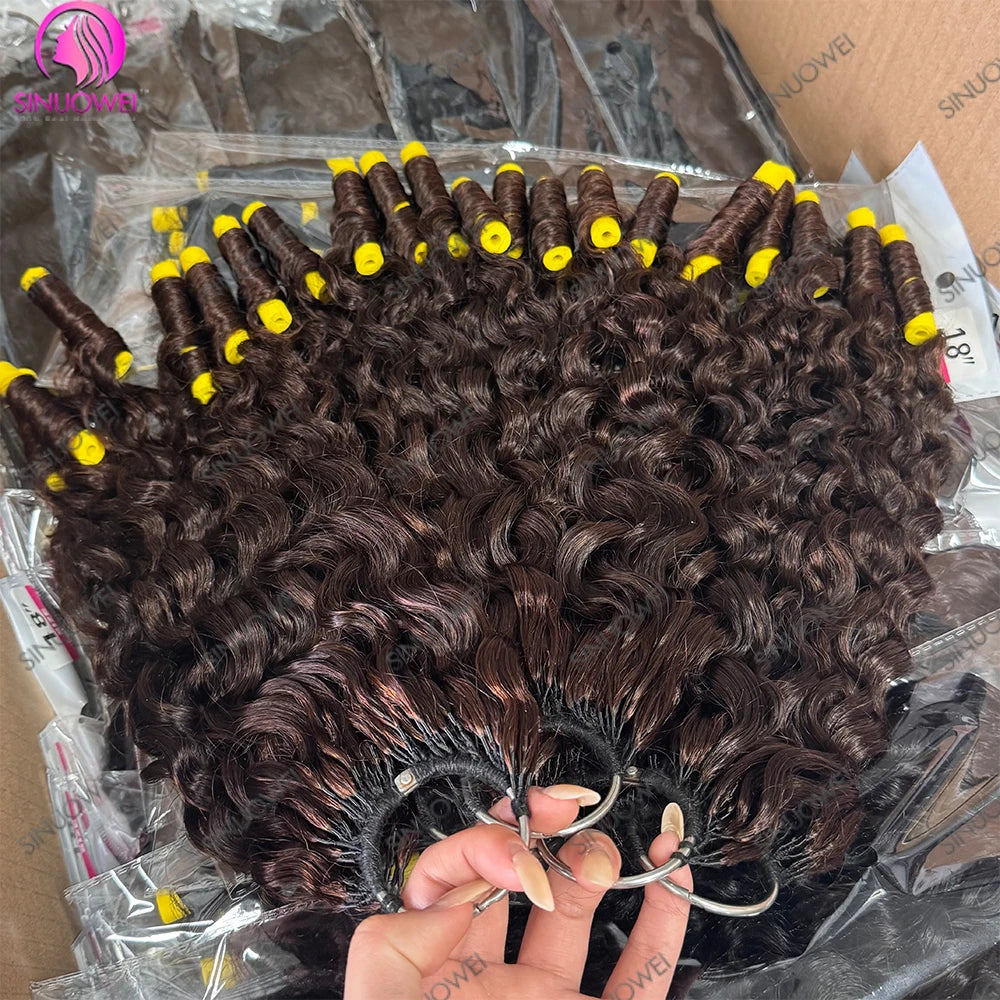 Chocolate Brown Curly Crochet Human Hair Extensions for Women