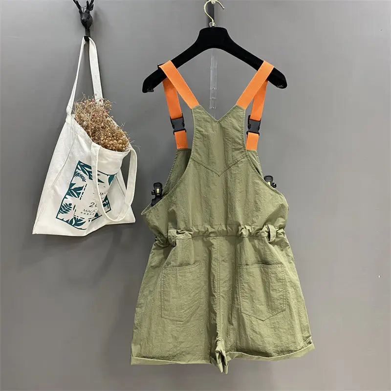 Casual Pleated Drawstring Utility Shorts for Women