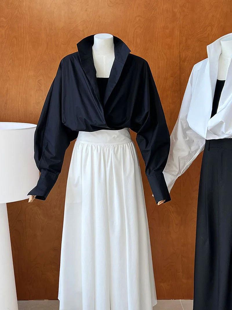Batwing Sleeve Stand Collar Blouse