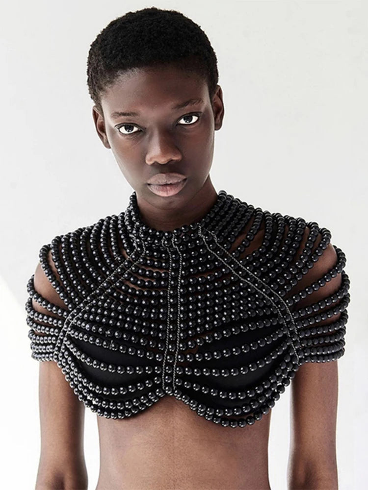 Pearl Beaded Shawl Top