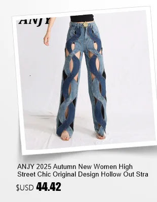 ANJY Summer New Women Chic Y2K Streetwear Elegant Ins Trendy Vintage Asymmetrical High Waisted Slimming Denim Split Skirt HK7080
