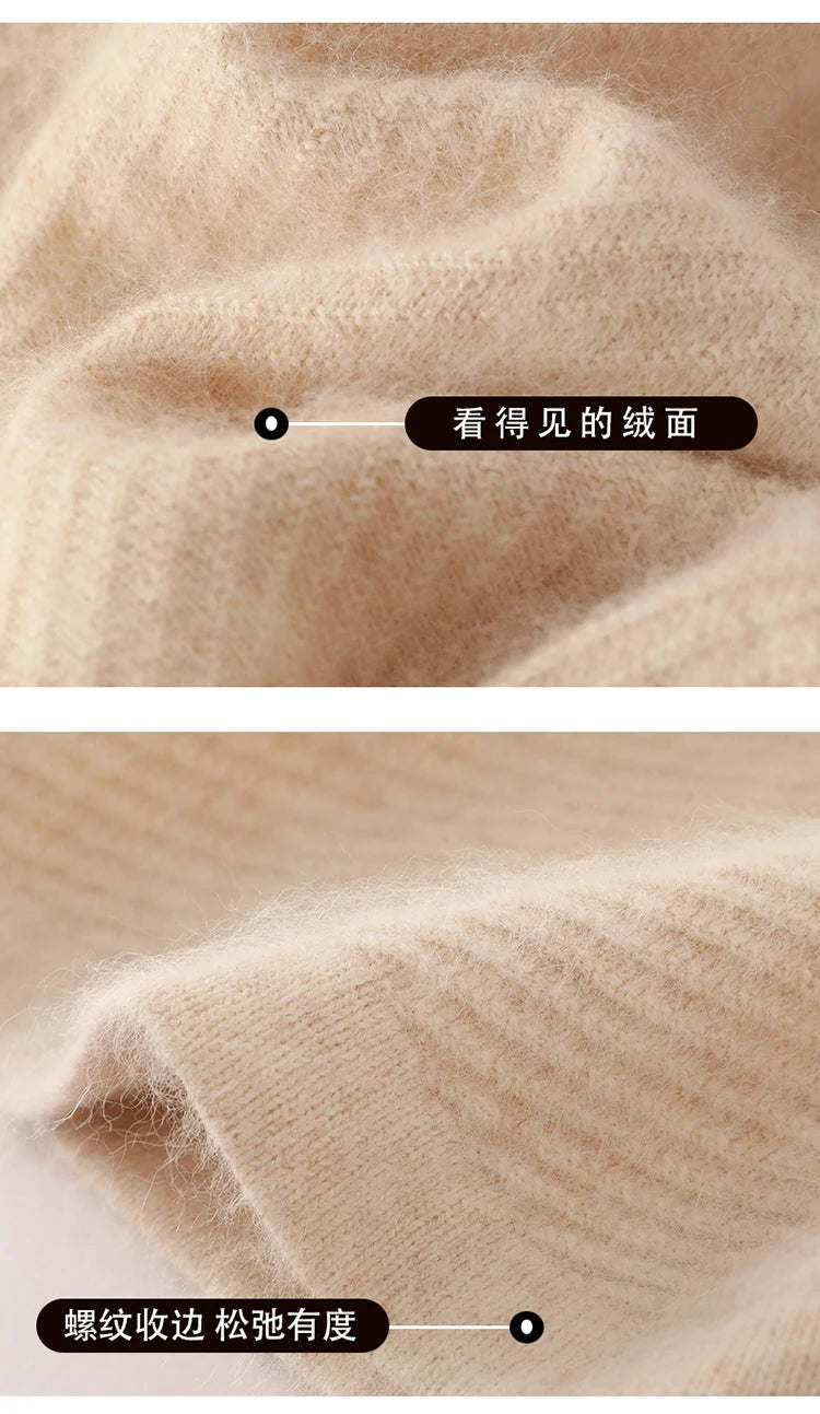 Warm Loose Fit Jacquard Knit High Neck Knee Length Dress for Women
