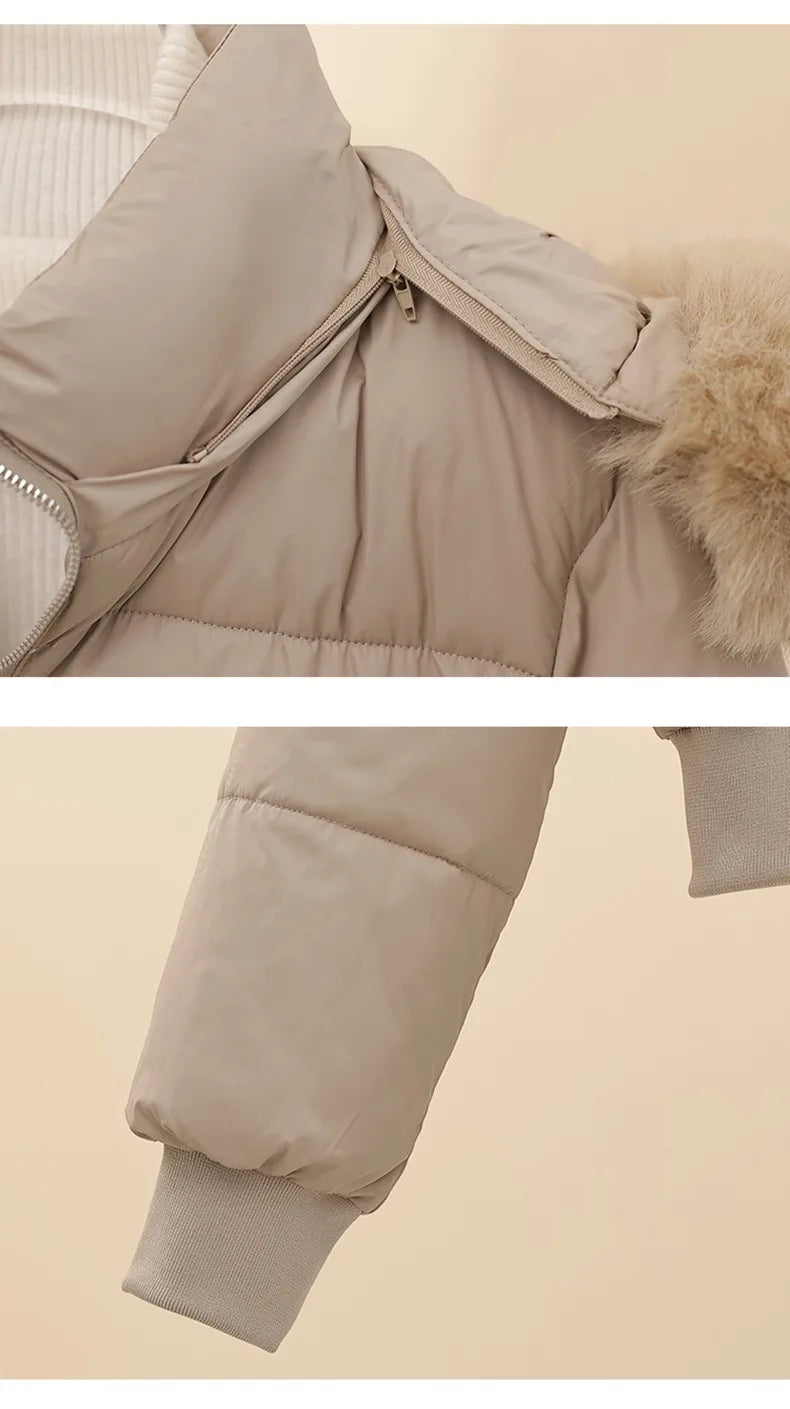 Warm Hooded Cotton Padded Winter Parka Coat for Women