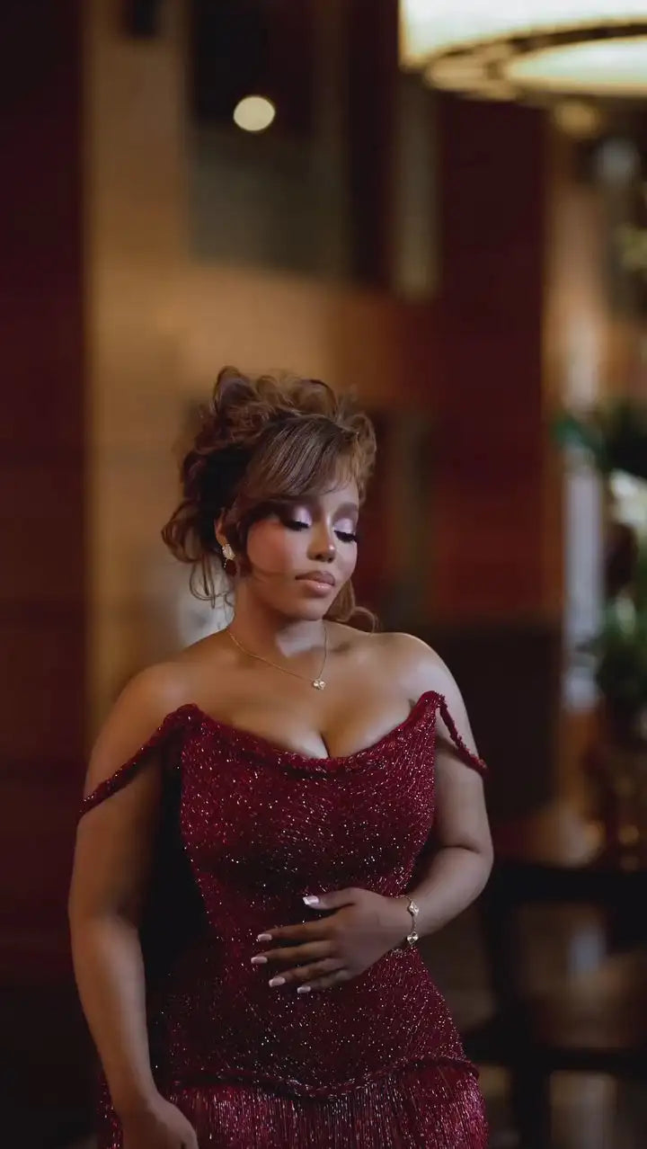 Mila Red Prom Dresses Beaded Strapless Backless Customized Formal Evening Sleeveless Floor-Length A-line vestidos de gala 2025