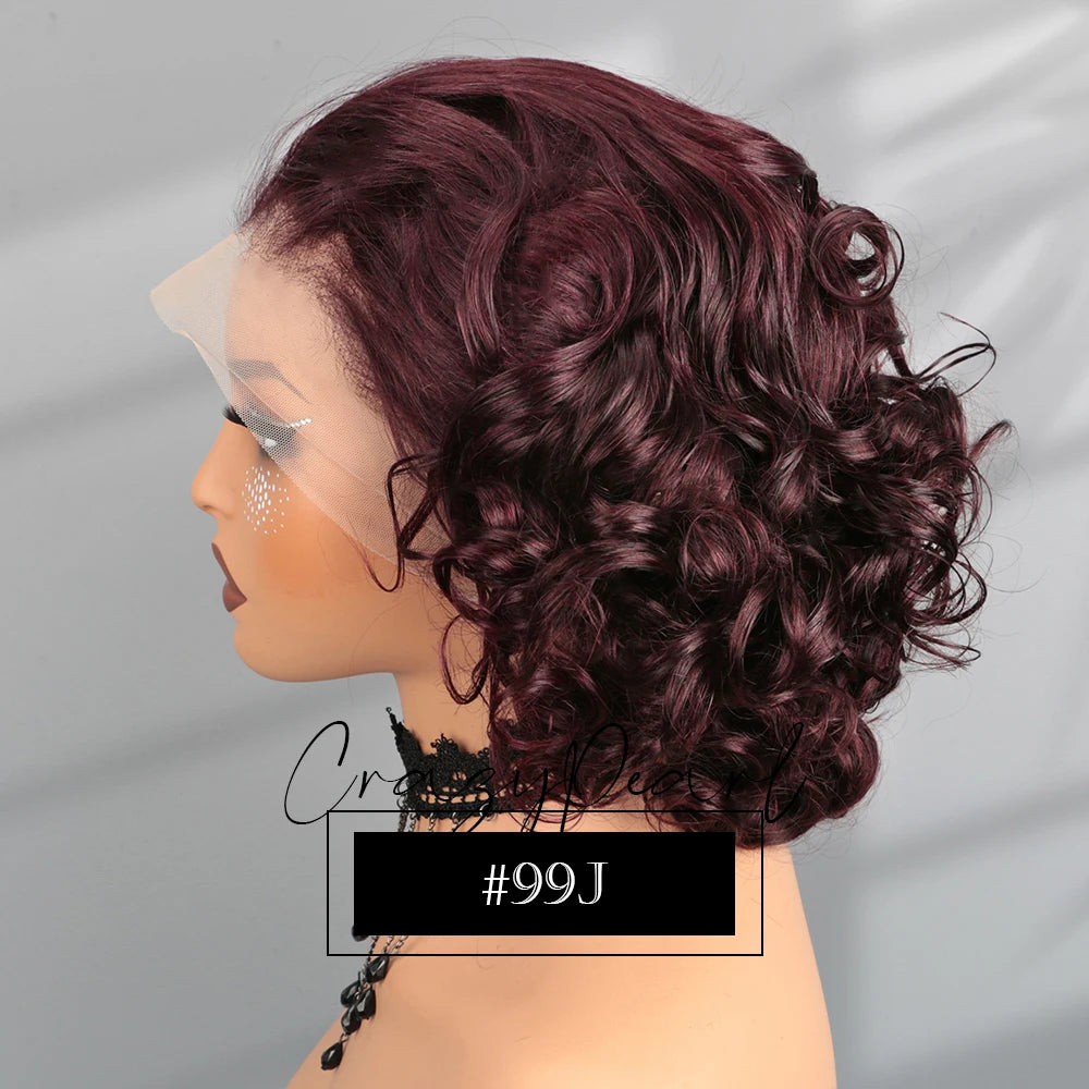 Burgundy Loose Wave Lace Front Human Hair Wig for Black Women
