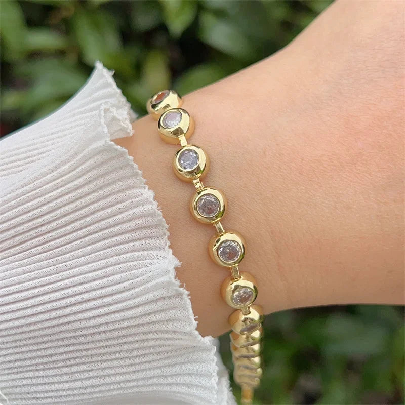 Gold Plated Zircon Chain Bracelet
