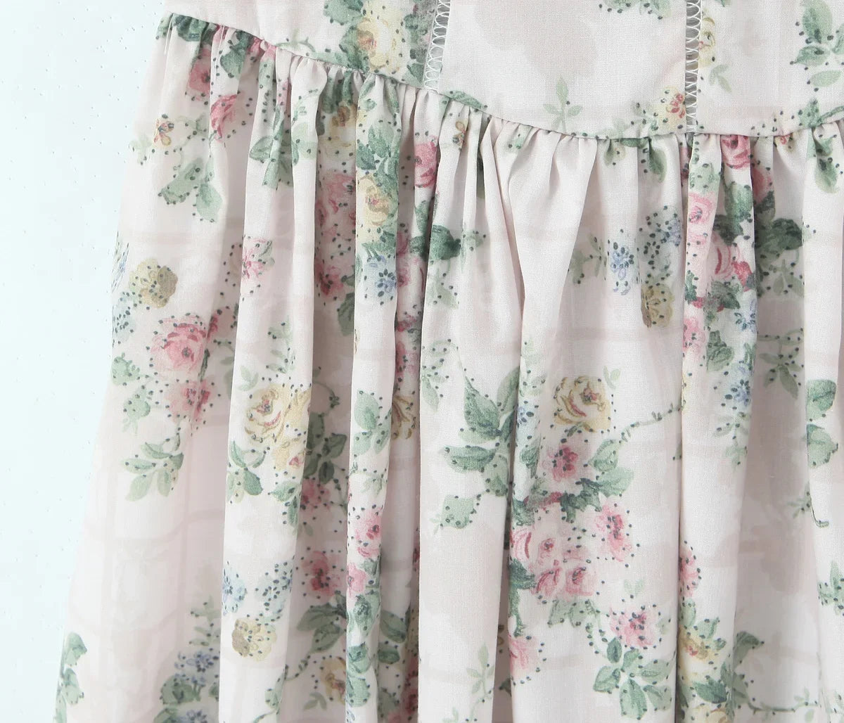 Vintage Boho Floral Print Maxi Dress with Ruffles for Women