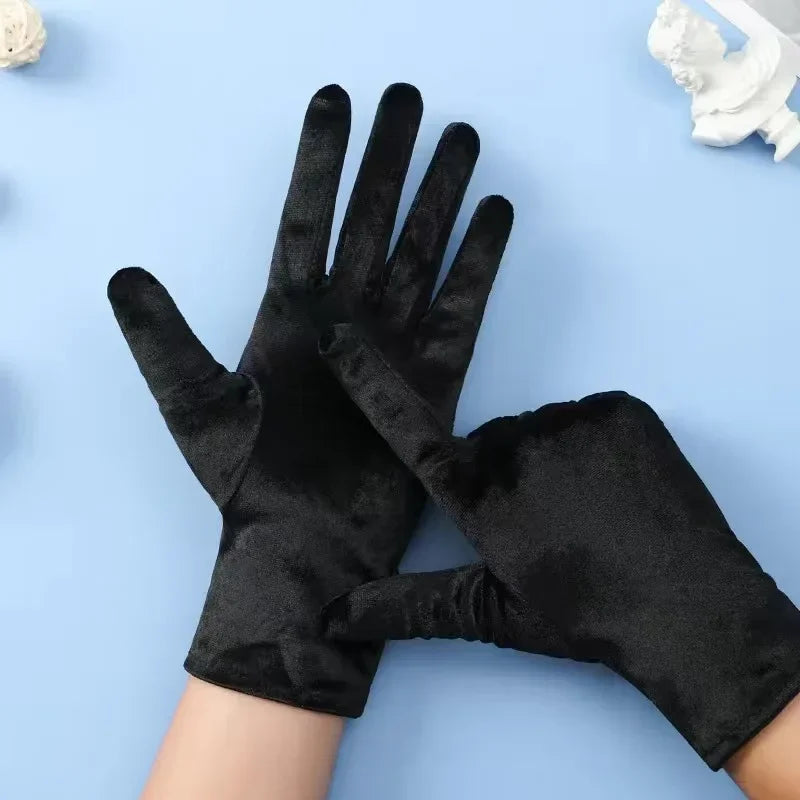 Stretch Velvet Wrist Length Gloves