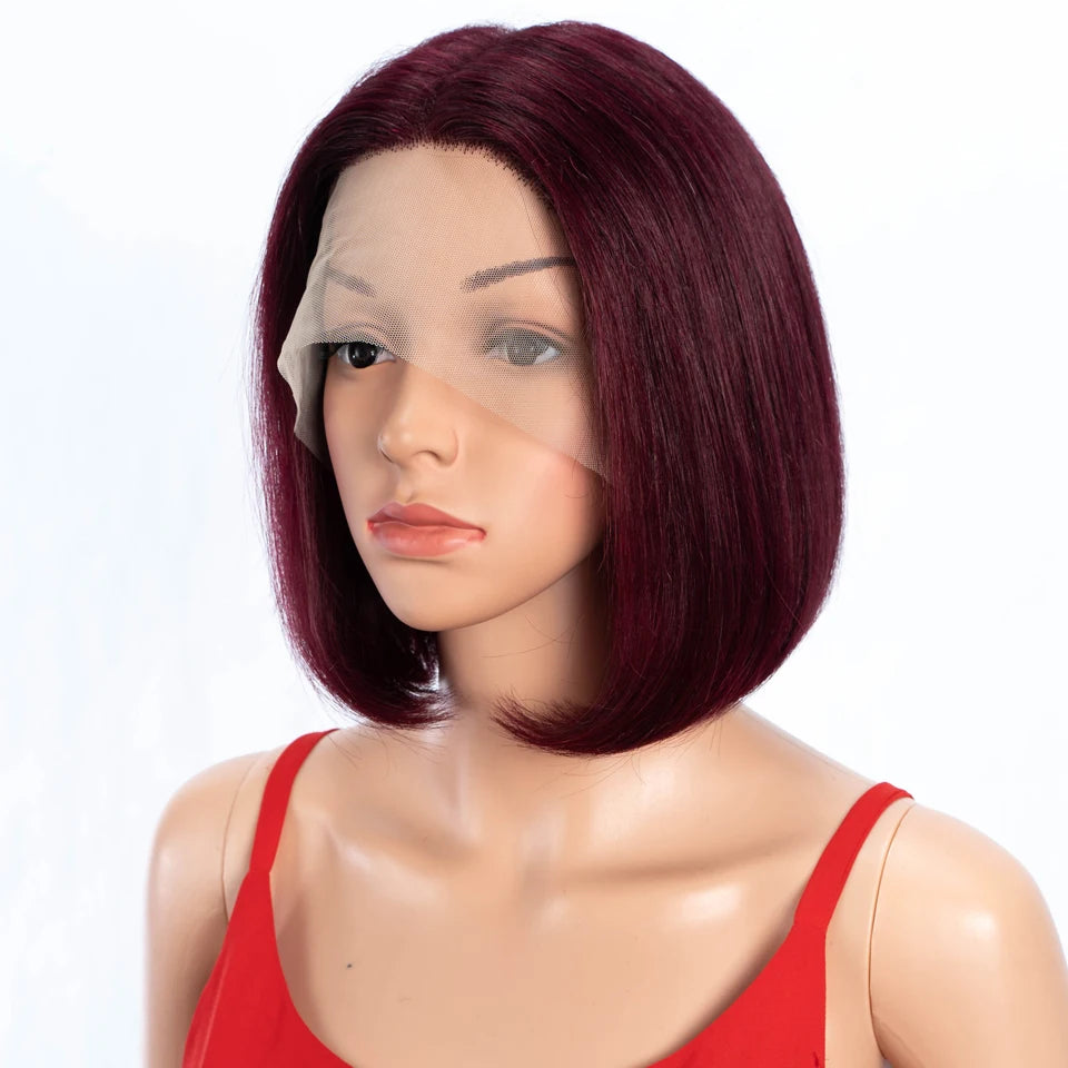 Short Straight Highlight Blonde Lace Front Bob Wig for Women
