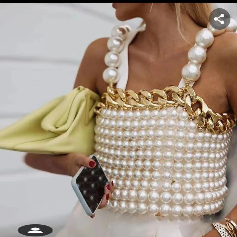 Vintage European Style Pearl And Gold Body Chain For Women