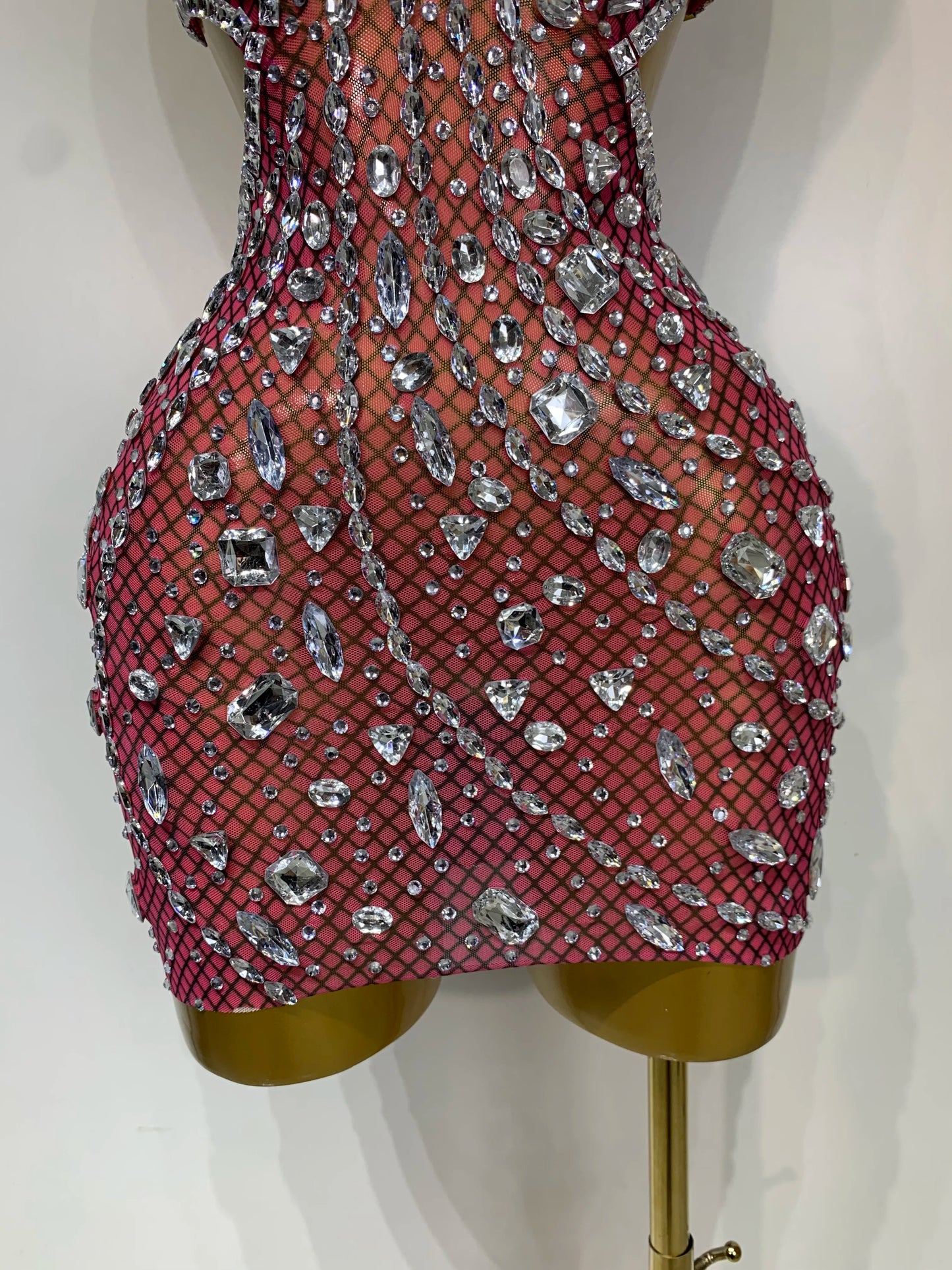 Sexy Sparkly Diamond Backless Short Dress 2025 Women Sleeveless Mesh See Through Evening Birthday Gown Singer Stage Outfit