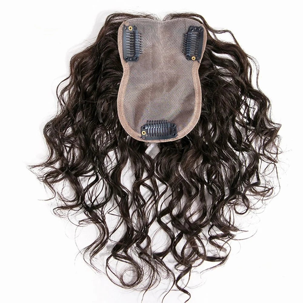 Wavy Silk Base Human Hair Topper With Clips for Women