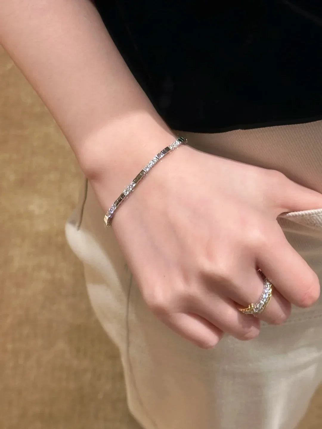 Geometric Cubic Zirconia Tennis Bracelet for Women