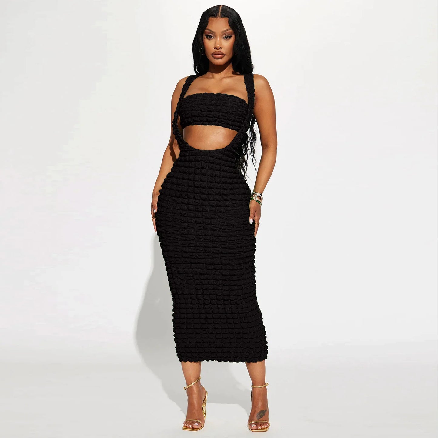 Cutout Crop Top Two Piece Set