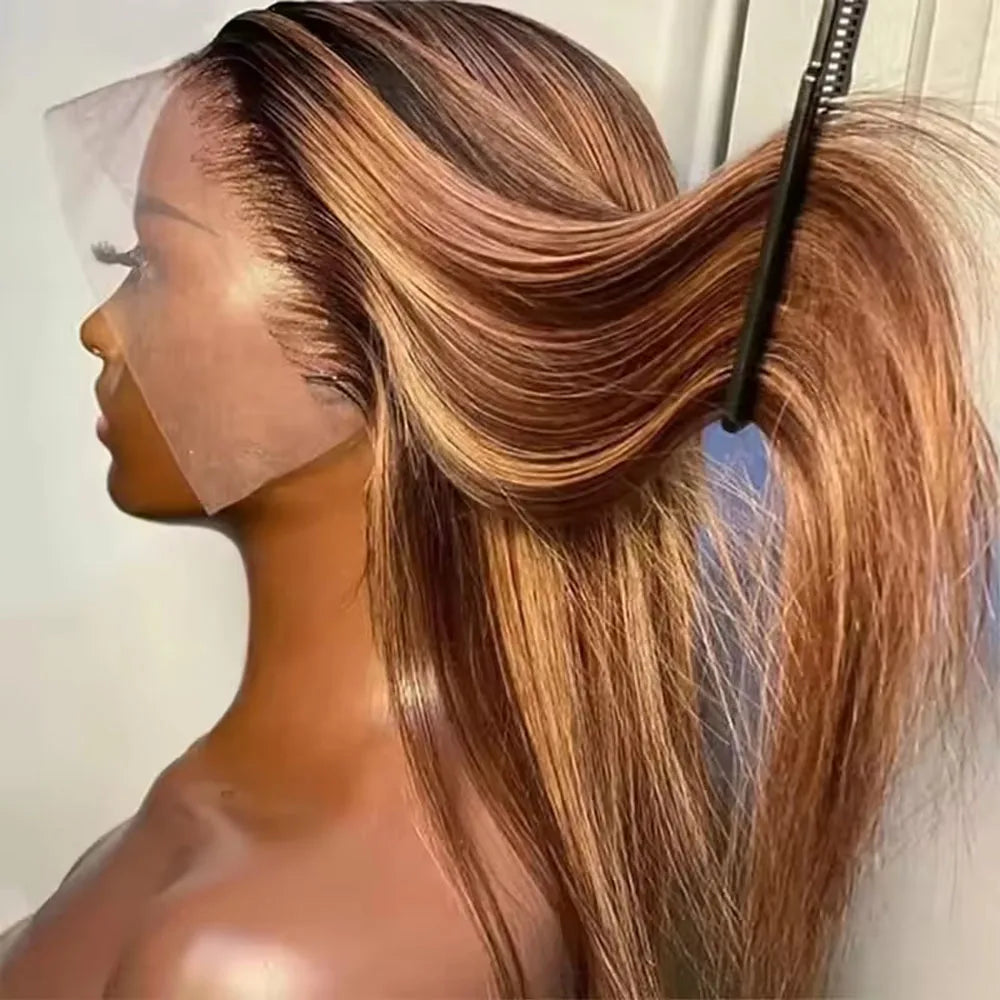 Ombre Straight Human Hair Lace Front Wig for Women
