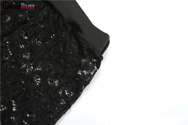 Weird Puss See Through 2 Piece Set Women Sexy  Hollow Jacquard Backless Bodysuit+Leggings Tight Activity Clubwear Skinny Outfits