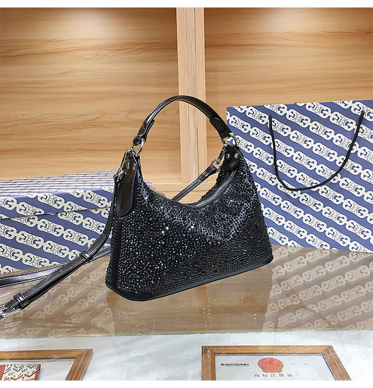 Large Capacity Rhinestone Evening Handbag for Women