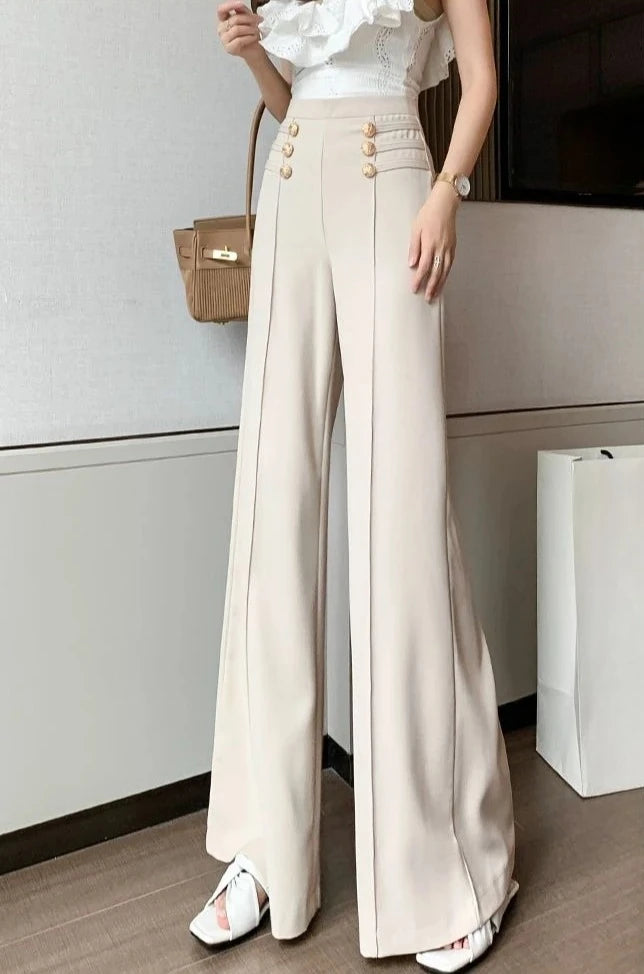 High Waist Female Trousers Elastic Classic Xxl Vintage Korean Fashion Chic and Elegant Aesthetic G 90s Women's Pants Wide Leg