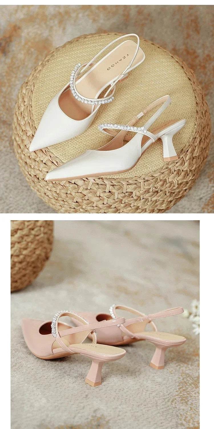 Rhinestone Stiletto Back Strap Sandals