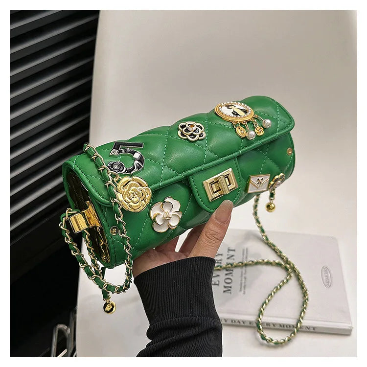 Textured Diamond Grid Crossbody Shoulder Bag for Women