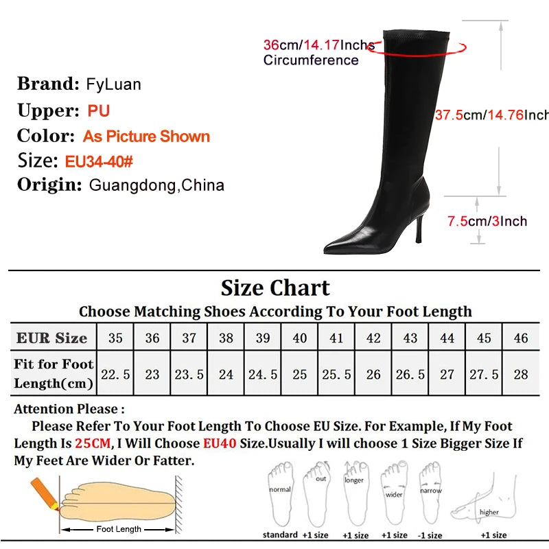 Black Mid Calf Stiletto Boots