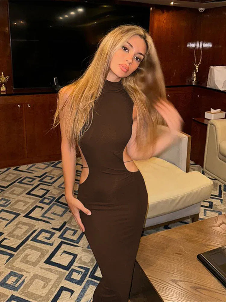 Weird Puss Y2K Butterfly Metal Dress Women Hollow Backless Sleeveless Fitness Cross Bandage Midnight Club Summer Vacation Bodyco