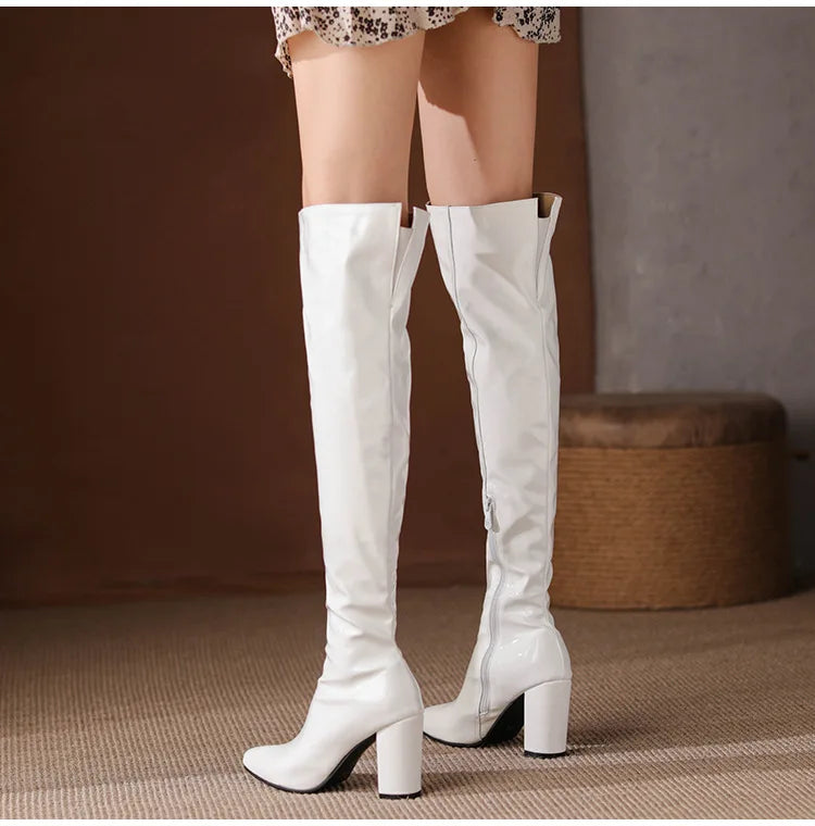 Sexy Over The Knee Boots Pointed Toe Zipper for Women