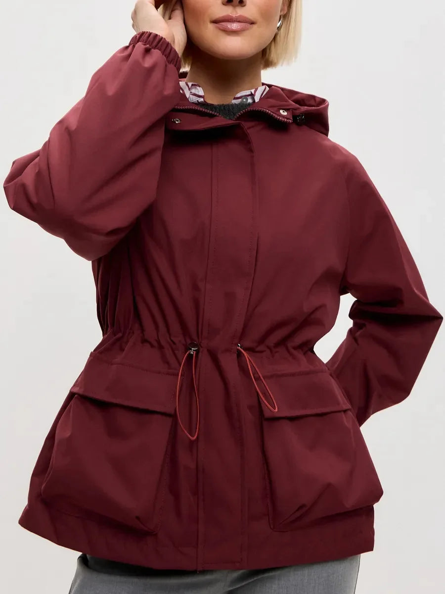 Hooded Hardshell Jacket With Pockets And Zipper for Women