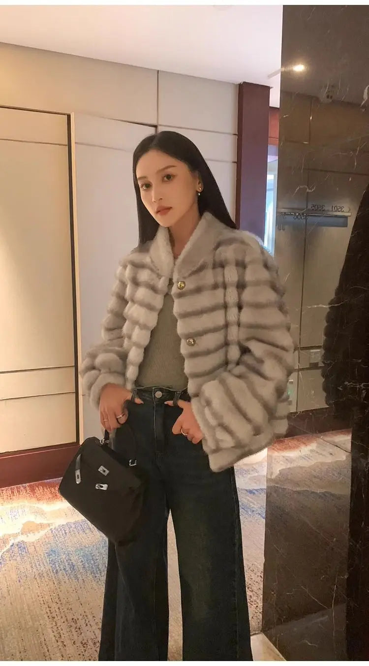 Faux Fur Coat for Women,Single Breasted Jacket,Thicken Warm,High Quality,Preppy Style, Female Clothes,New,Winter,2025