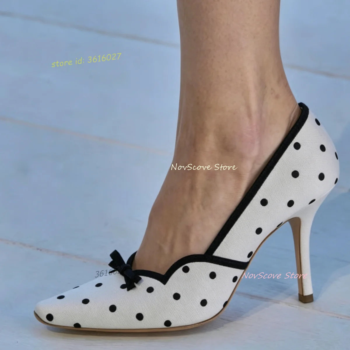 Slip On Ruffled Square Toe Bow Stiletto Pumps for Women