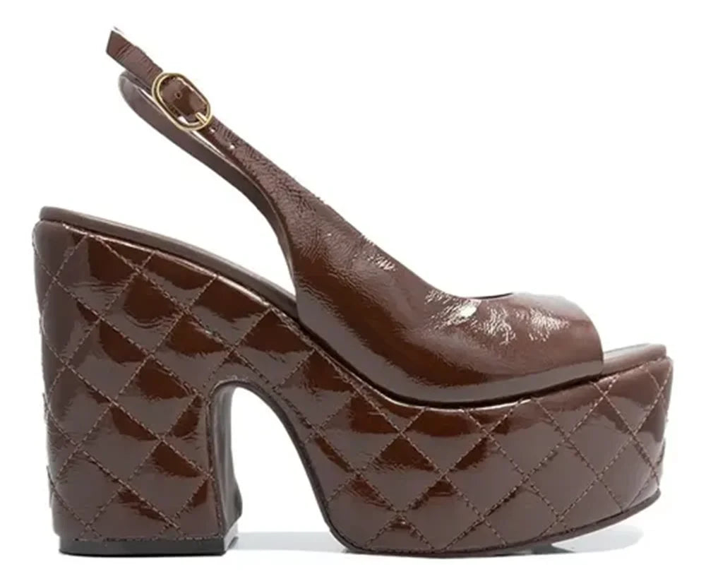 Retro Peep Toe Platform Sandals