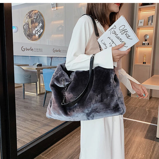 Soft Plush Large Capacity Luxury Shoulder Bag for Women