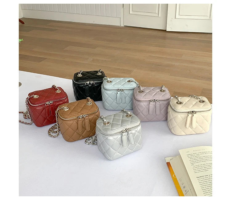 Mini Denim Crossbody Bag with Chain Strap for Women