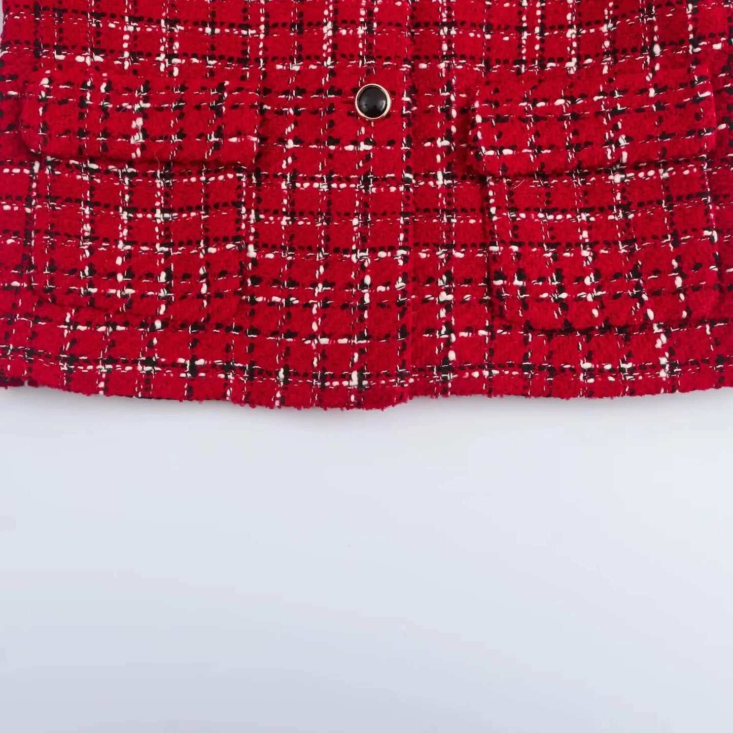 Retro Red Single-Breasted Jacket and Culottes Set for Women