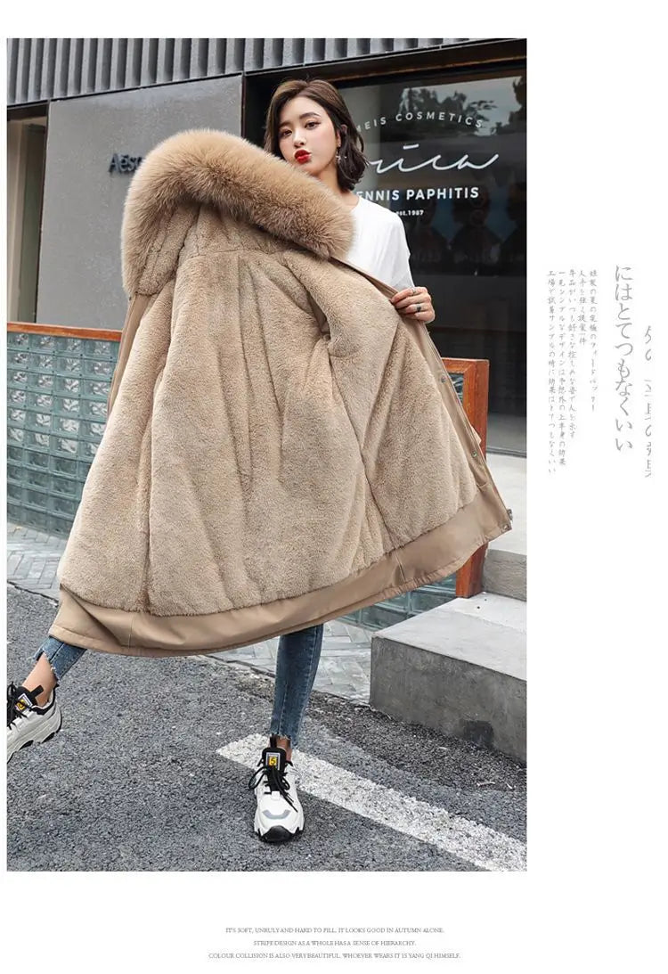 2025 New Parkas Women's Long Coat Winter Jacket Overcoming Plush Cotton Jacket