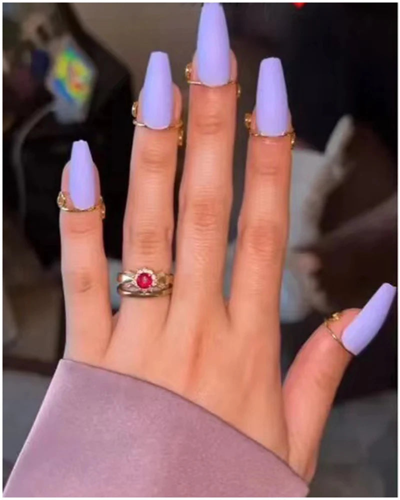 Trendy Thin Stackable Nail Ring Set of 10 for Women