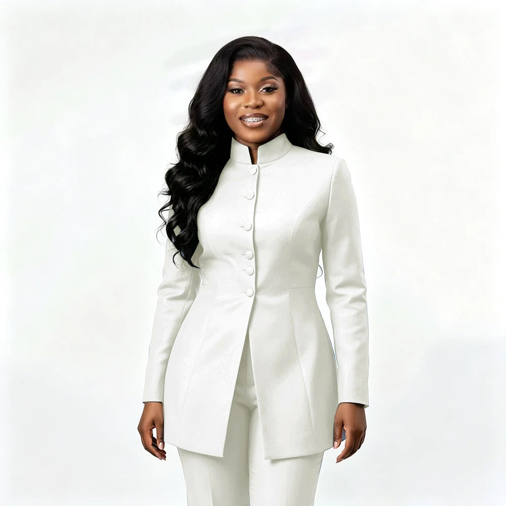 Smart Casual Two Piece Knit Blazer Set with Pants for Women